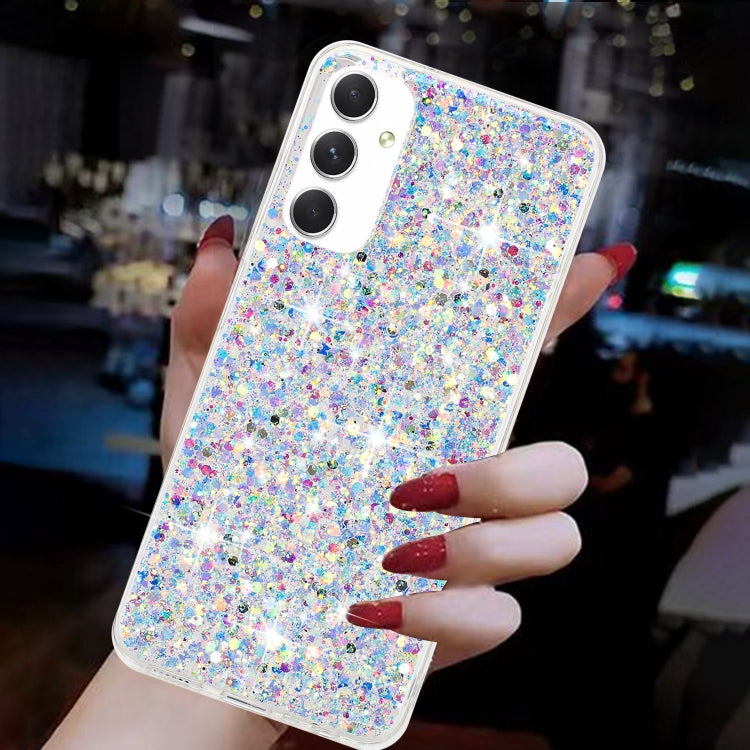For Samsung Galaxy A05s Transparent Frame Glitter Powder TPU Phone Case
