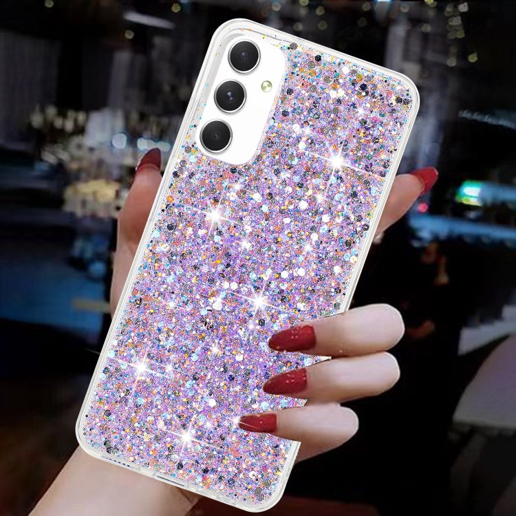 For Samsung Galaxy A05s Transparent Frame Glitter Powder TPU Phone Case