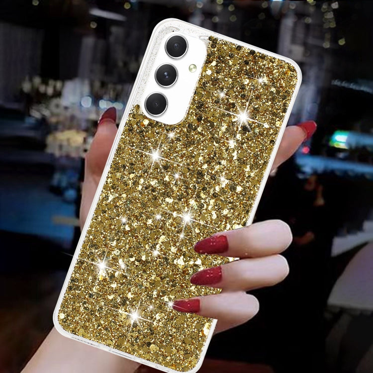 For Samsung Galaxy A05s Transparent Frame Glitter Powder TPU Phone Case