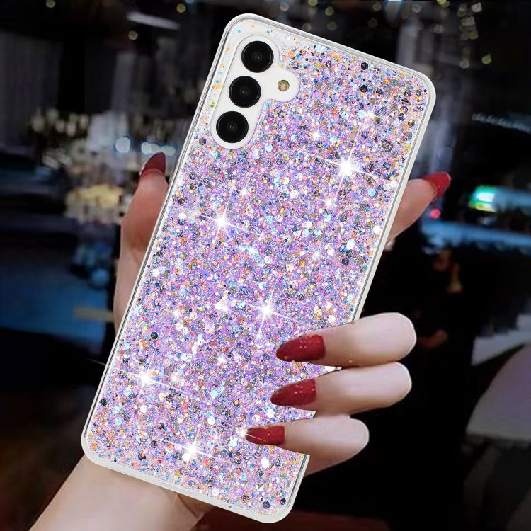 For Samsung Galaxy S23 5G Transparent Frame Glitter Powder TPU Phone Case