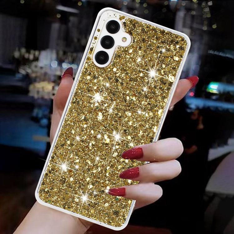 For Samsung Galaxy S23 5G Transparent Frame Glitter Powder TPU Phone Case