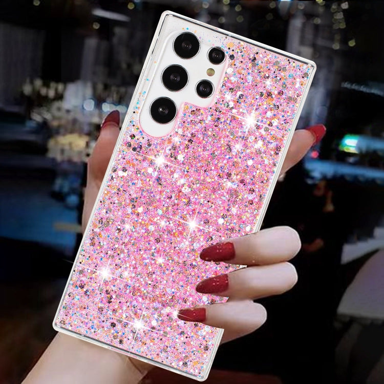 For Samsung Galaxy S23 Ultra 5G Transparent Frame Glitter Powder TPU Phone Case
