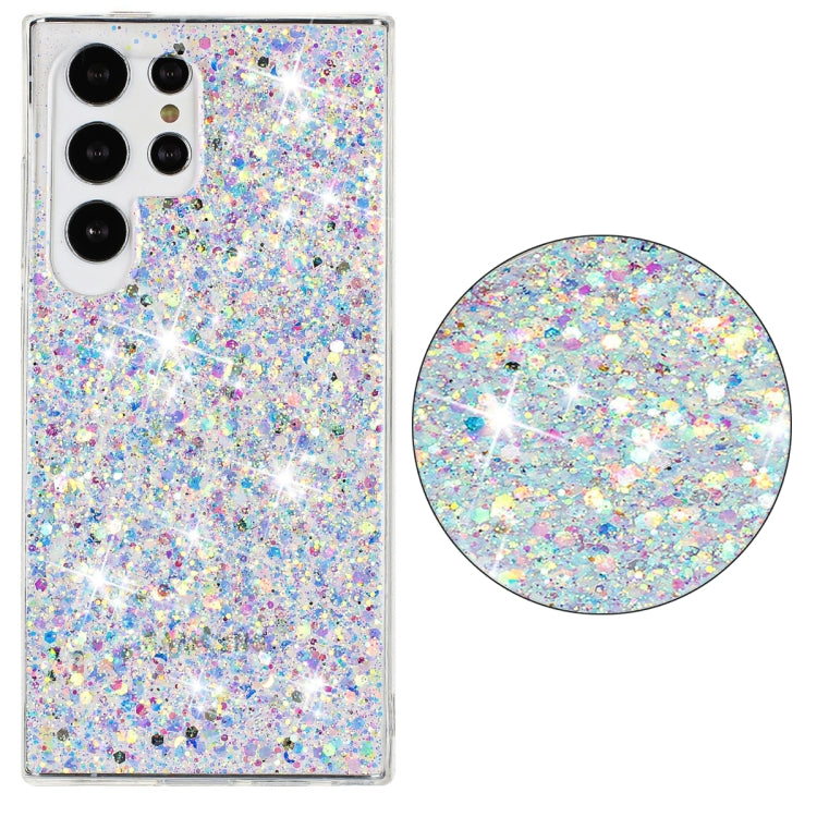 For Samsung Galaxy S23 Ultra 5G Transparent Frame Glitter Powder TPU Phone Case