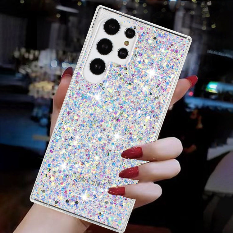 For Samsung Galaxy S23 Ultra 5G Transparent Frame Glitter Powder TPU Phone Case