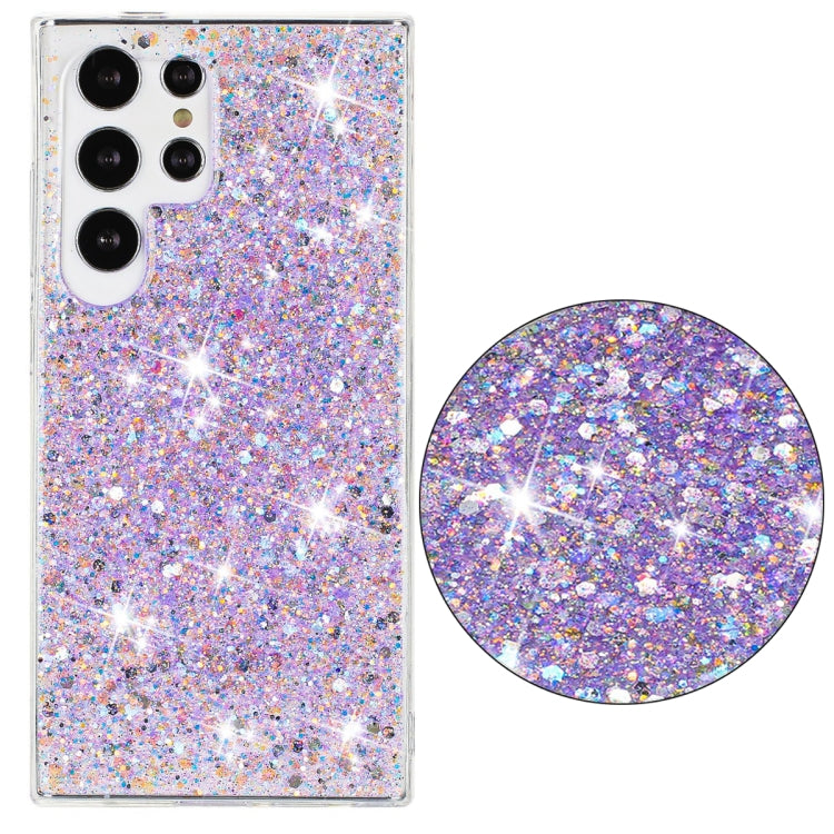 For Samsung Galaxy S23 Ultra 5G Transparent Frame Glitter Powder TPU Phone Case
