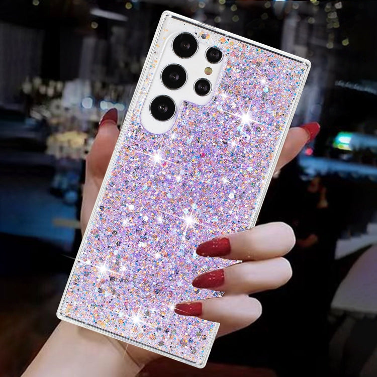 For Samsung Galaxy S23 Ultra 5G Transparent Frame Glitter Powder TPU Phone Case