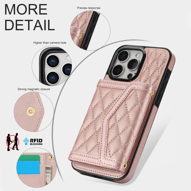 For iPhone 13 mini Splicing Rhombic Texture Card Bag Phone Case with Long Lanyard