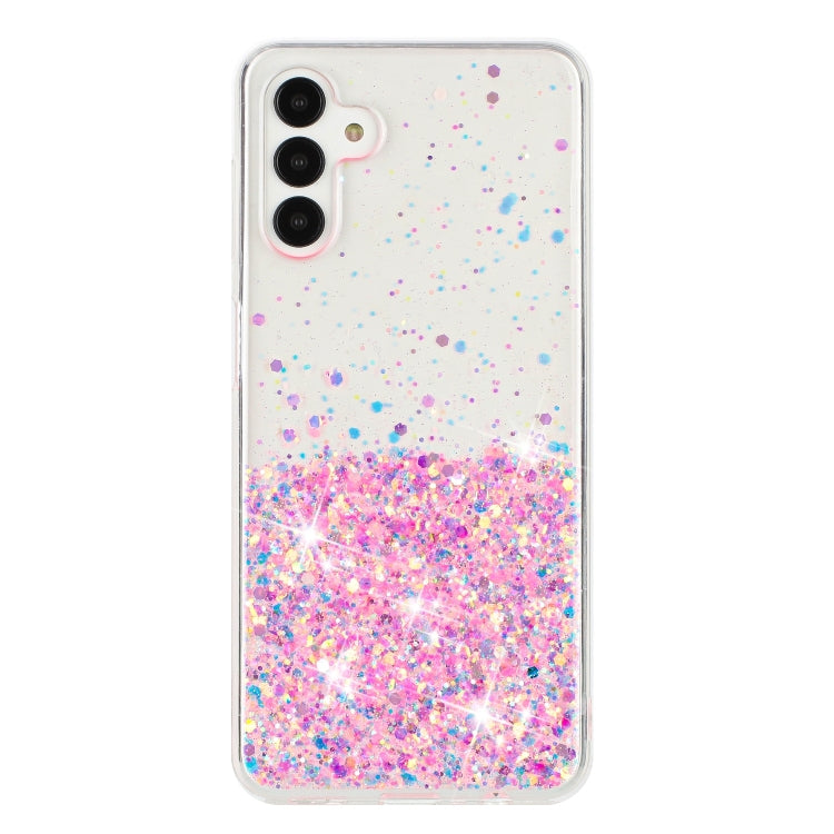 For Samsung Galaxy A04S Transparent Frame Noctilucent Glitter Powder TPU Phone Case