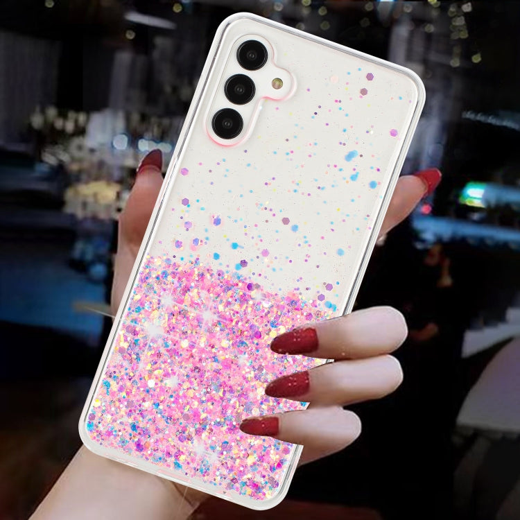 For Samsung Galaxy A04S Transparent Frame Noctilucent Glitter Powder TPU Phone Case