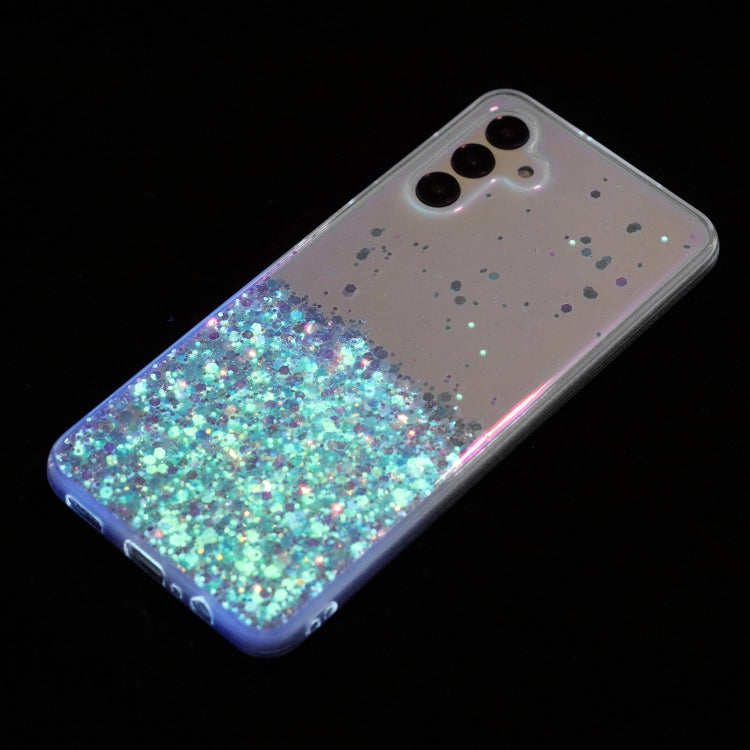 For Samsung Galaxy A04S Transparent Frame Noctilucent Glitter Powder TPU Phone Case