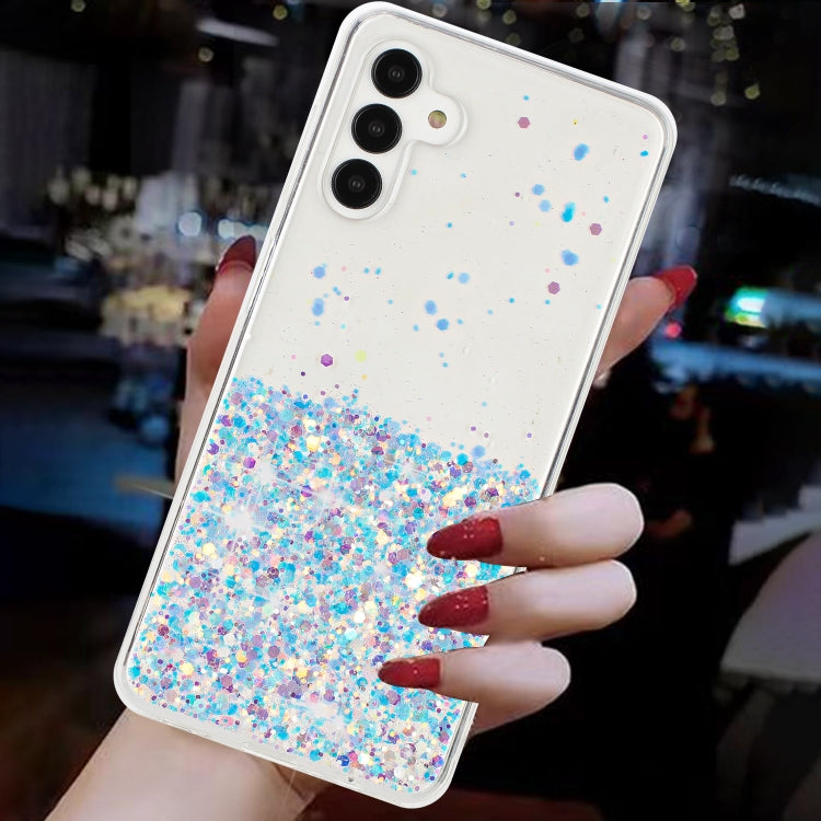 For Samsung Galaxy A04S Transparent Frame Noctilucent Glitter Powder TPU Phone Case