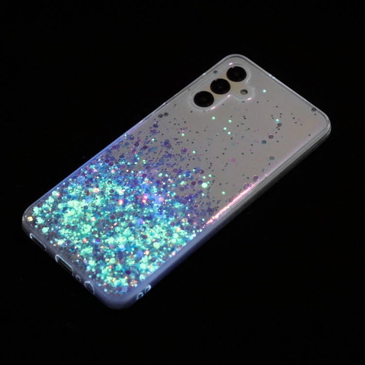 For Samsung Galaxy A04S Transparent Frame Noctilucent Glitter Powder TPU Phone Case