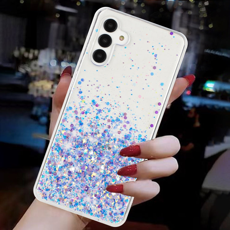 For Samsung Galaxy A04S Transparent Frame Noctilucent Glitter Powder TPU Phone Case