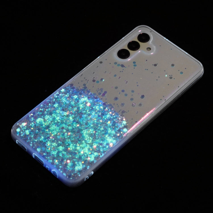 For Samsung Galaxy A04S Transparent Frame Noctilucent Glitter Powder TPU Phone Case