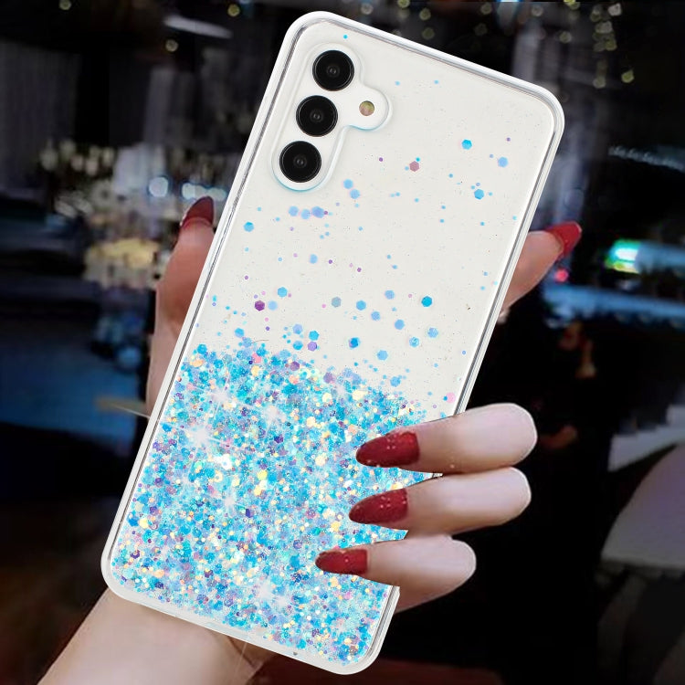 For Samsung Galaxy A04S Transparent Frame Noctilucent Glitter Powder TPU Phone Case