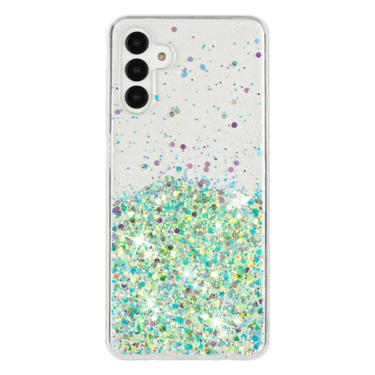 For Samsung Galaxy A04S Transparent Frame Noctilucent Glitter Powder TPU Phone Case
