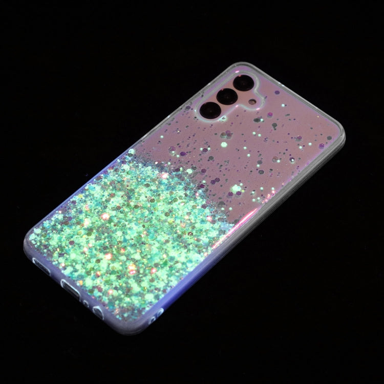 For Samsung Galaxy A04S Transparent Frame Noctilucent Glitter Powder TPU Phone Case