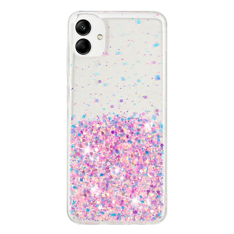 For Samsung Galaxy A05 Transparent Frame Noctilucent Glitter Powder TPU Phone Case