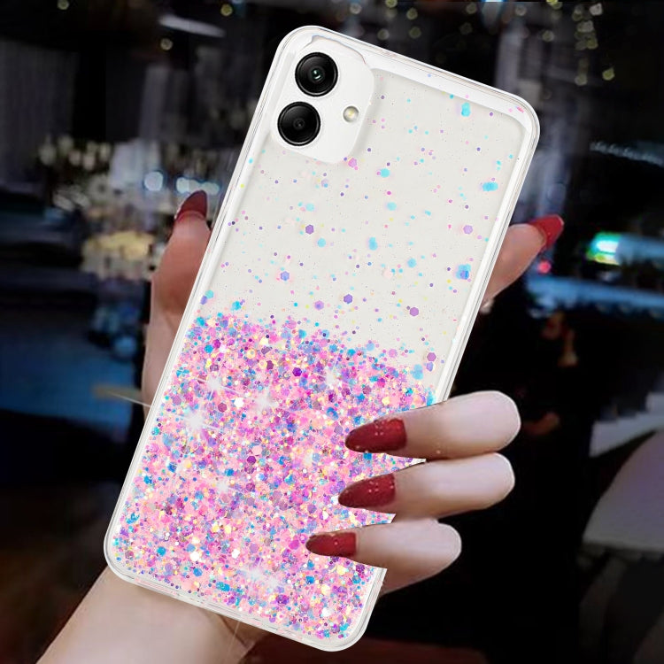 For Samsung Galaxy A05 Transparent Frame Noctilucent Glitter Powder TPU Phone Case