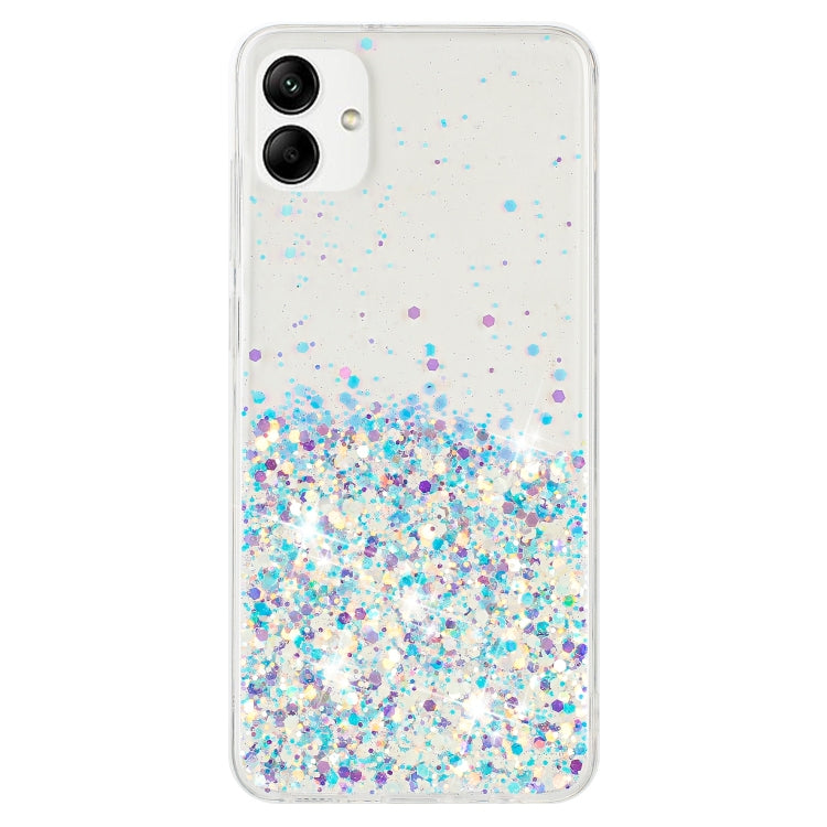For Samsung Galaxy A05 Transparent Frame Noctilucent Glitter Powder TPU Phone Case