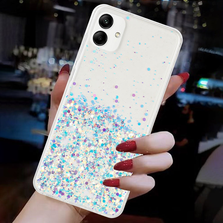 For Samsung Galaxy A05 Transparent Frame Noctilucent Glitter Powder TPU Phone Case