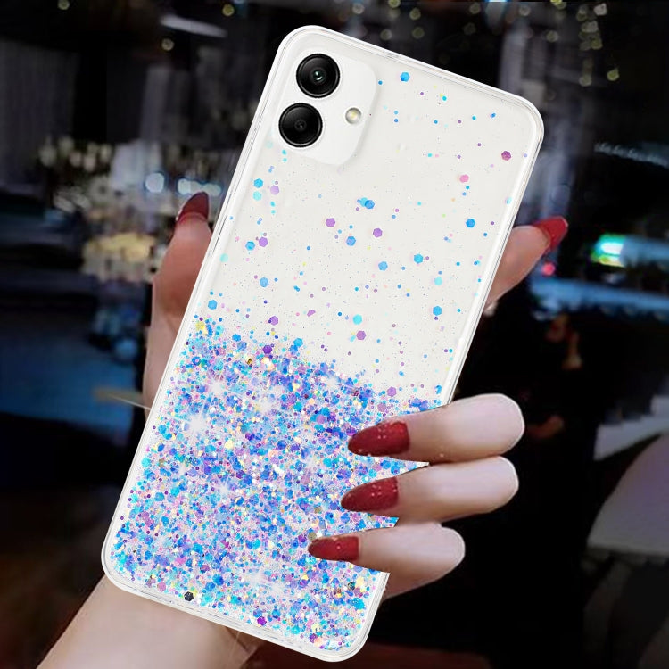 For Samsung Galaxy A05 Transparent Frame Noctilucent Glitter Powder TPU Phone Case