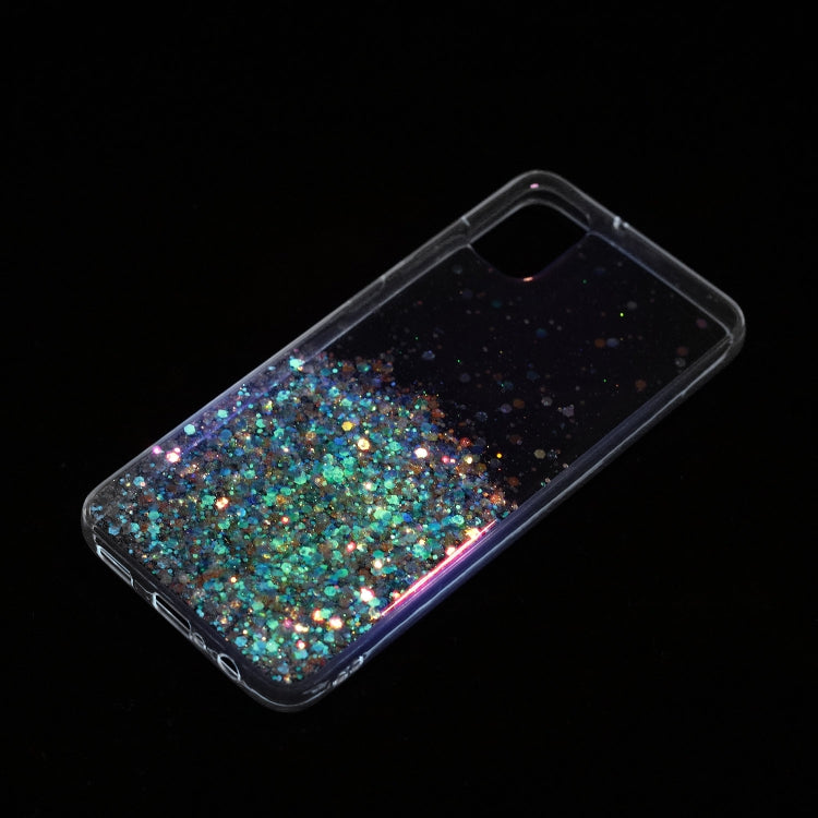 For Samsung Galaxy A05 Transparent Frame Noctilucent Glitter Powder TPU Phone Case
