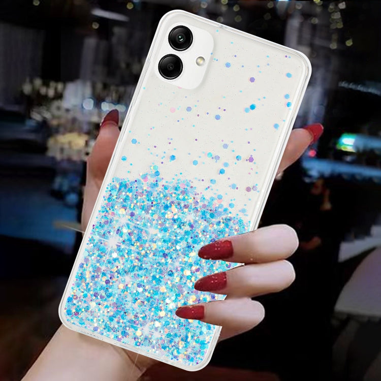 For Samsung Galaxy A05 Transparent Frame Noctilucent Glitter Powder TPU Phone Case