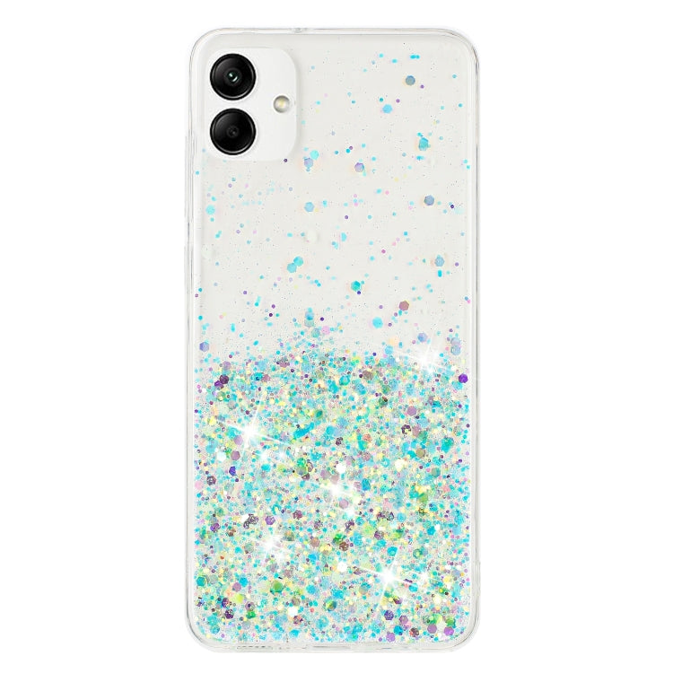 For Samsung Galaxy A05 Transparent Frame Noctilucent Glitter Powder TPU Phone Case