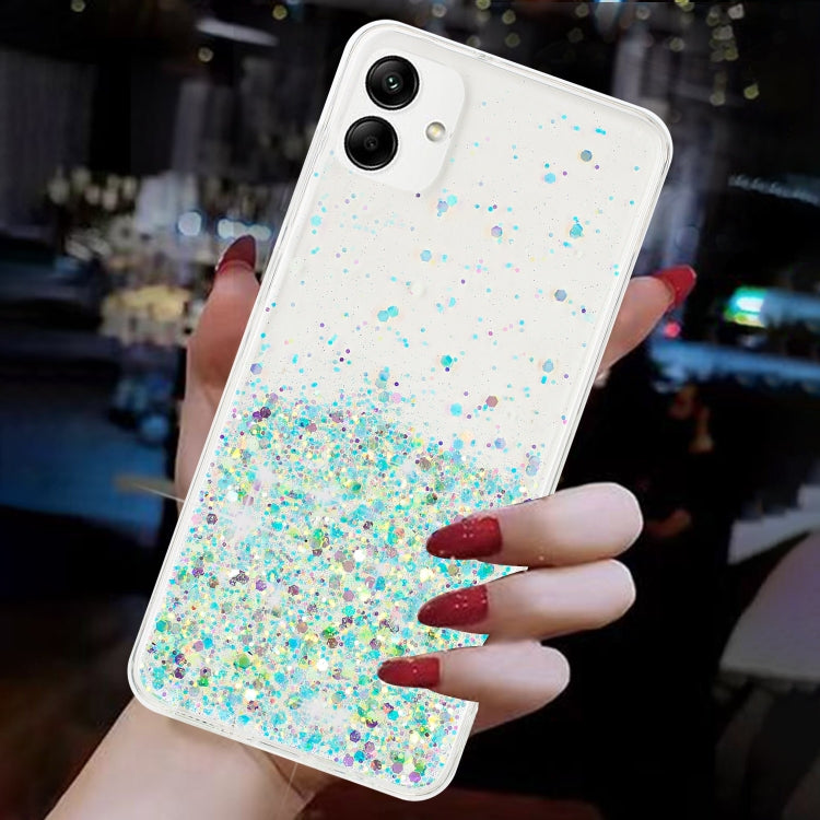 For Samsung Galaxy A05 Transparent Frame Noctilucent Glitter Powder TPU Phone Case