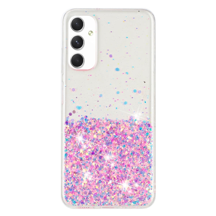 For Samsung Galaxy A05s Transparent Frame Noctilucent Glitter Powder TPU Phone Case