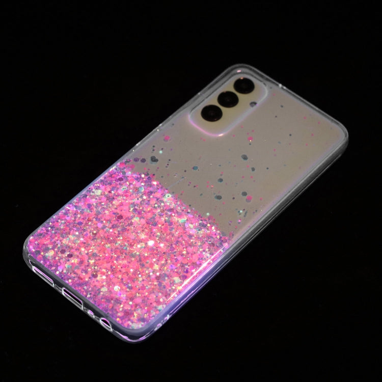 For Samsung Galaxy A05s Transparent Frame Noctilucent Glitter Powder TPU Phone Case
