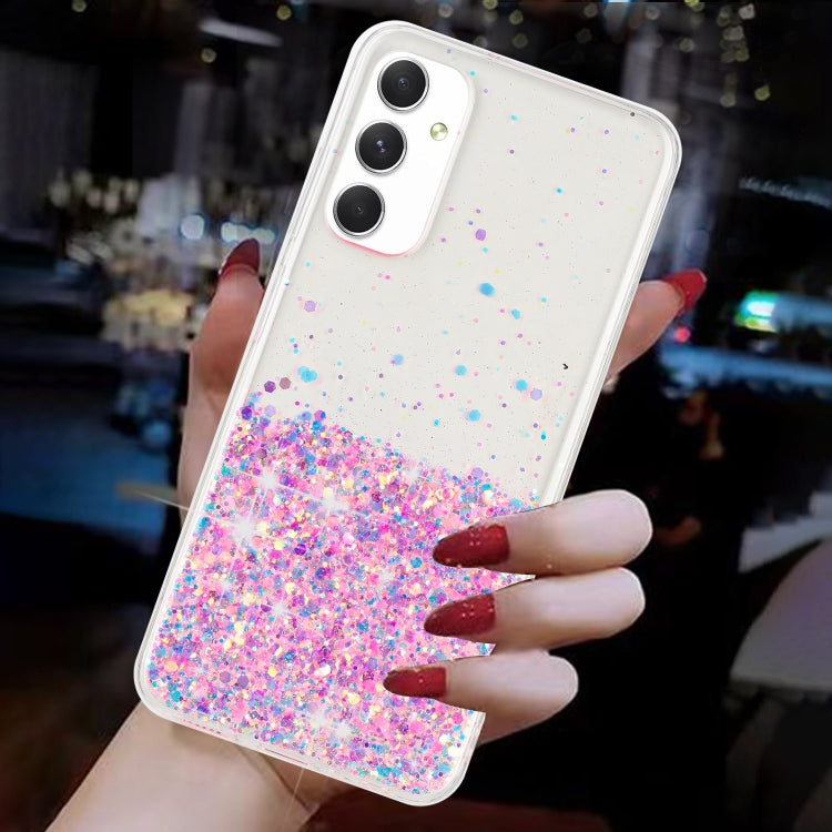 For Samsung Galaxy A05s Transparent Frame Noctilucent Glitter Powder TPU Phone Case