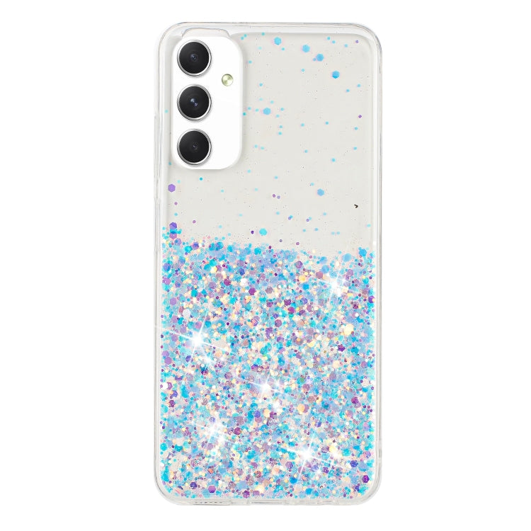 For Samsung Galaxy A05s Transparent Frame Noctilucent Glitter Powder TPU Phone Case