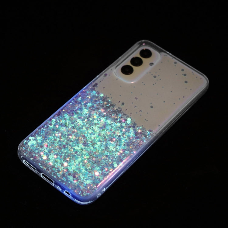 For Samsung Galaxy A05s Transparent Frame Noctilucent Glitter Powder TPU Phone Case