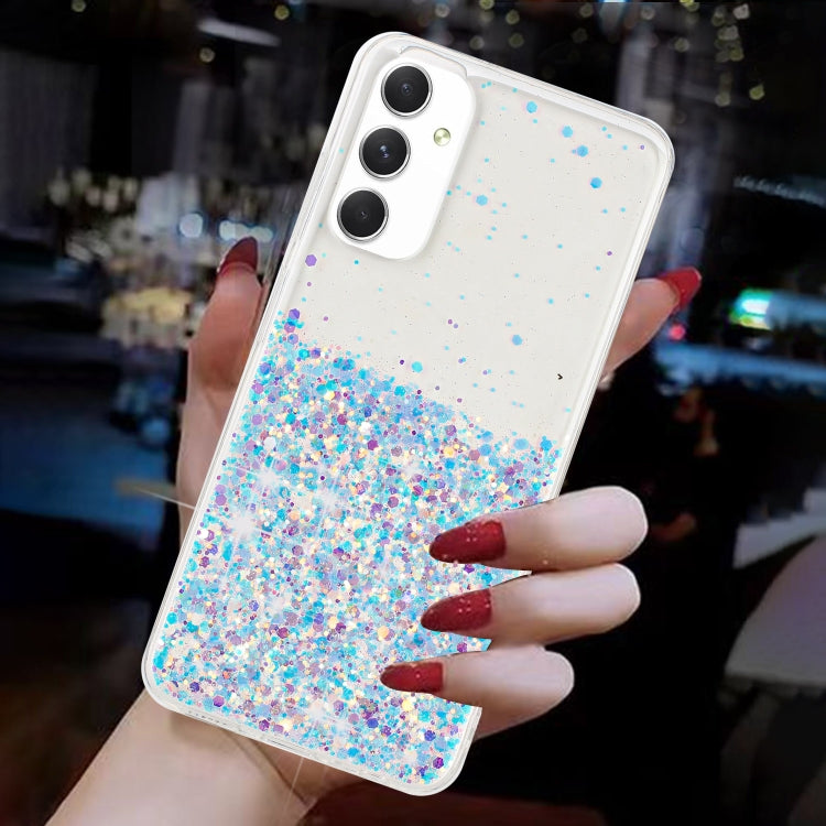 For Samsung Galaxy A05s Transparent Frame Noctilucent Glitter Powder TPU Phone Case
