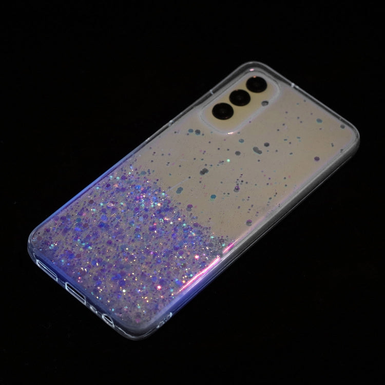 For Samsung Galaxy A05s Transparent Frame Noctilucent Glitter Powder TPU Phone Case