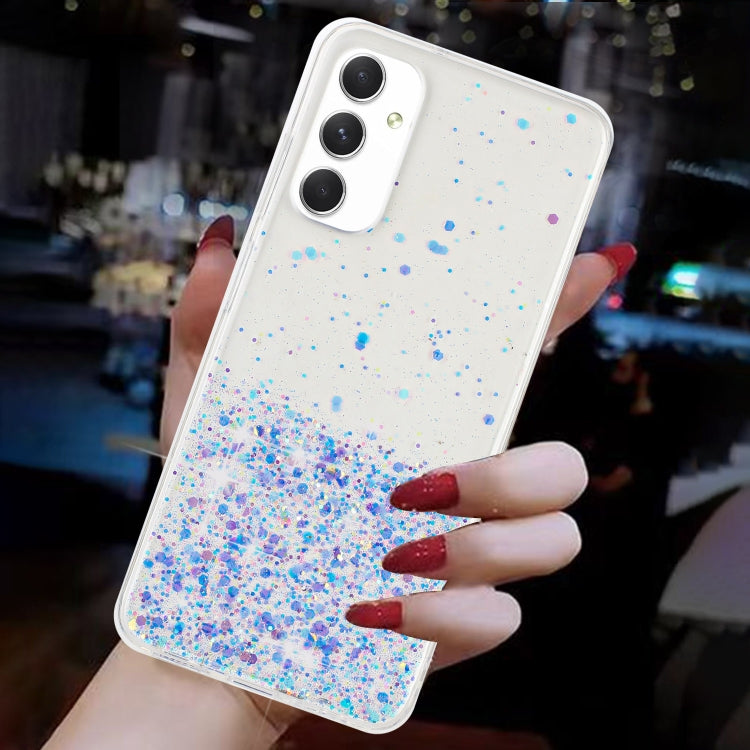 For Samsung Galaxy A05s Transparent Frame Noctilucent Glitter Powder TPU Phone Case