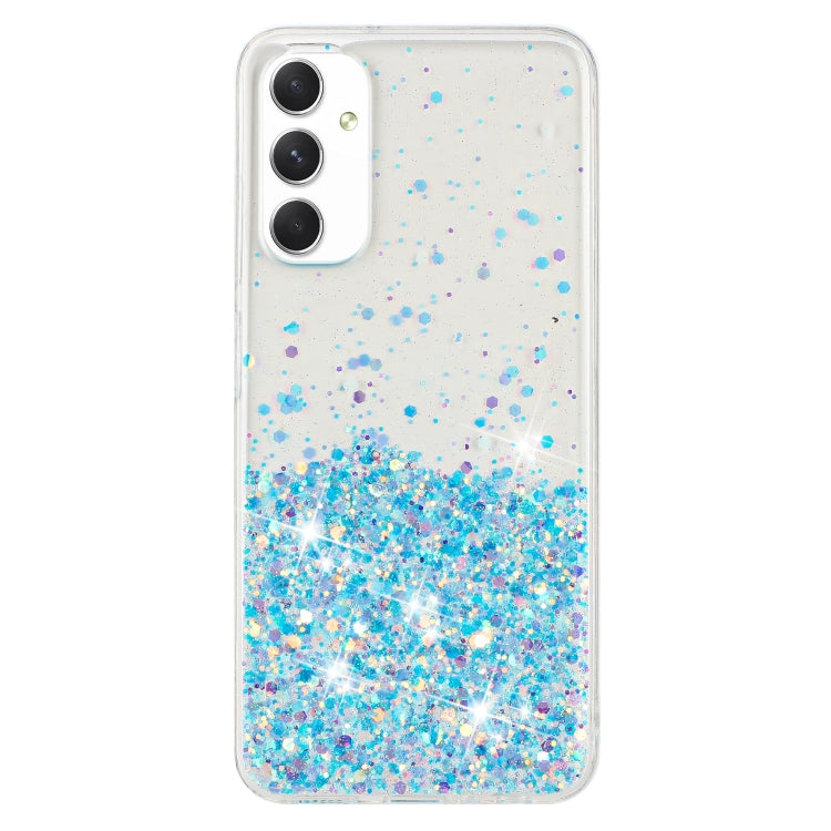 For Samsung Galaxy A05s Transparent Frame Noctilucent Glitter Powder TPU Phone Case
