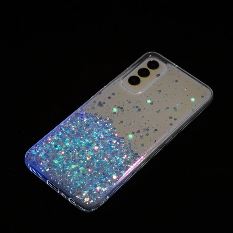 For Samsung Galaxy A05s Transparent Frame Noctilucent Glitter Powder TPU Phone Case