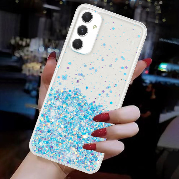 For Samsung Galaxy A05s Transparent Frame Noctilucent Glitter Powder TPU Phone Case