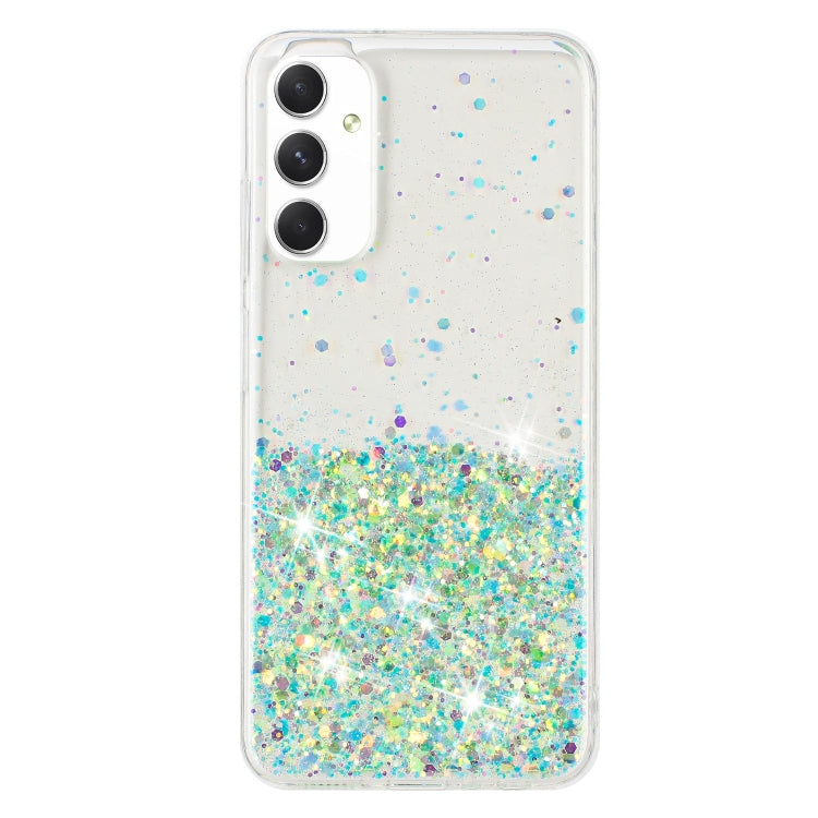 For Samsung Galaxy A05s Transparent Frame Noctilucent Glitter Powder TPU Phone Case