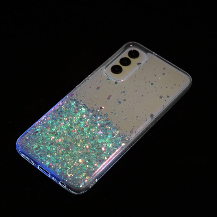 For Samsung Galaxy A05s Transparent Frame Noctilucent Glitter Powder TPU Phone Case