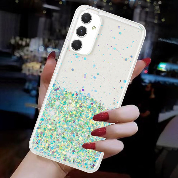 For Samsung Galaxy A05s Transparent Frame Noctilucent Glitter Powder TPU Phone Case