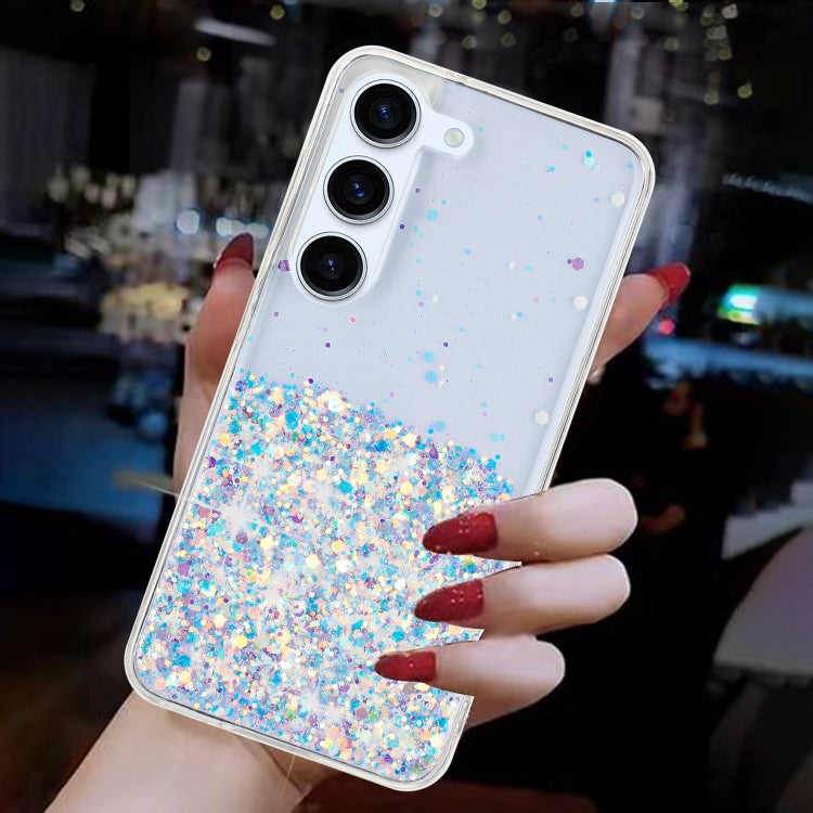 For Samsung Galaxy S23+ 5G Transparent Frame Noctilucent Glitter Powder TPU Phone Case