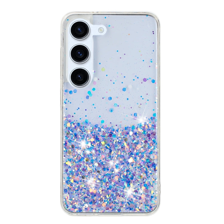 For Samsung Galaxy S23+ 5G Transparent Frame Noctilucent Glitter Powder TPU Phone Case