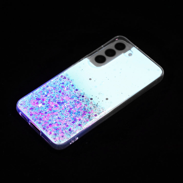 For Samsung Galaxy S23+ 5G Transparent Frame Noctilucent Glitter Powder TPU Phone Case