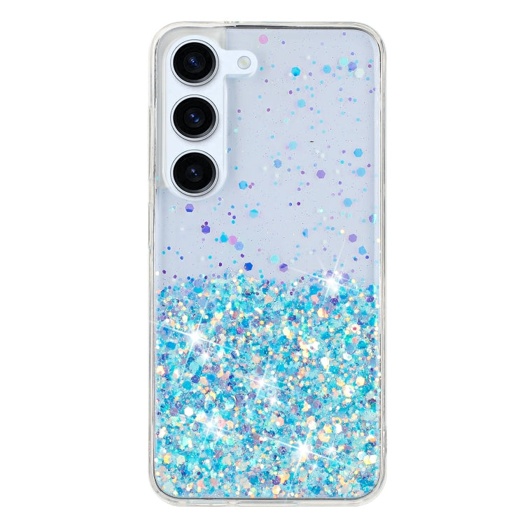For Samsung Galaxy S23+ 5G Transparent Frame Noctilucent Glitter Powder TPU Phone Case
