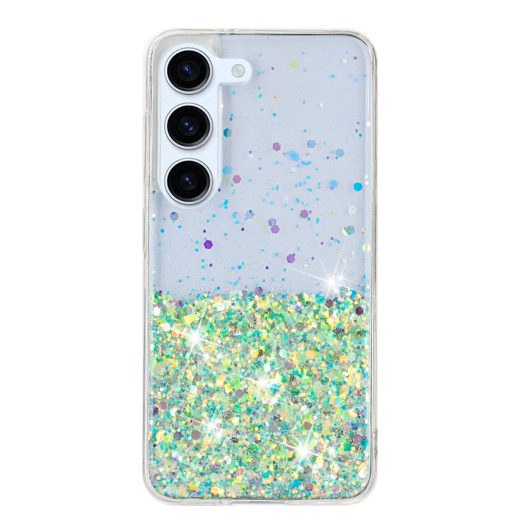 For Samsung Galaxy S23+ 5G Transparent Frame Noctilucent Glitter Powder TPU Phone Case