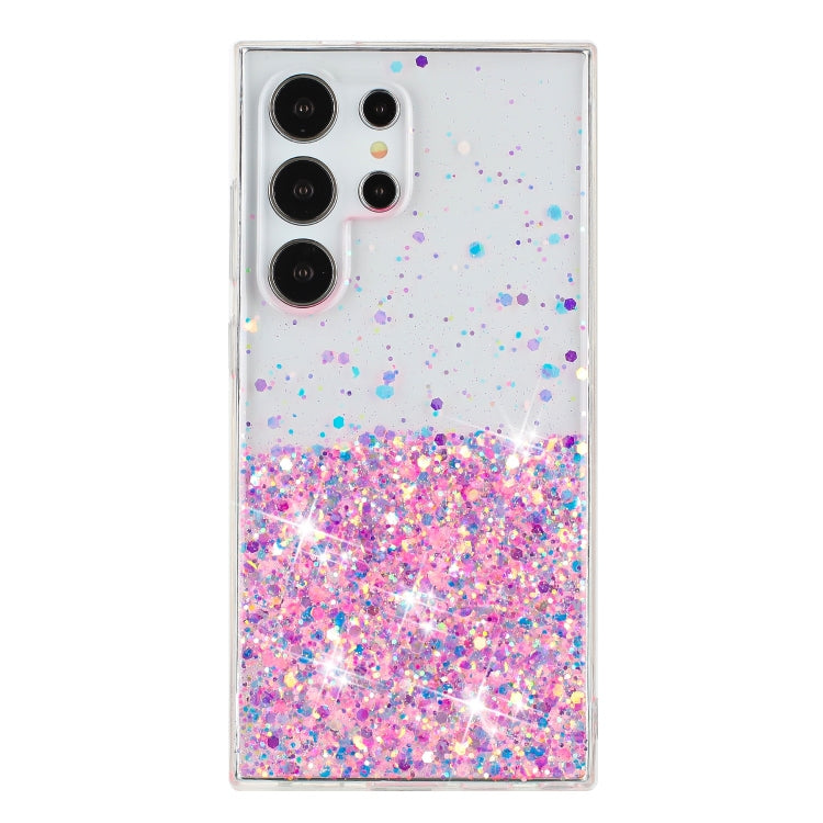For Samsung Galaxy S23 Ultra 5G Transparent Frame Noctilucent Glitter Powder TPU Phone Case